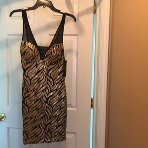 Printed black and gold dress